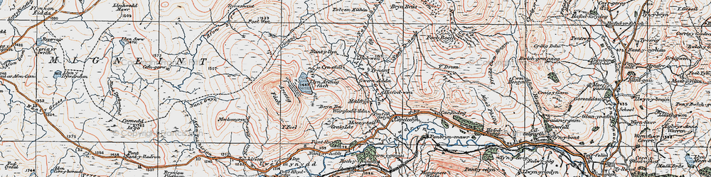 Old map of Afon Tryweryn in 1922