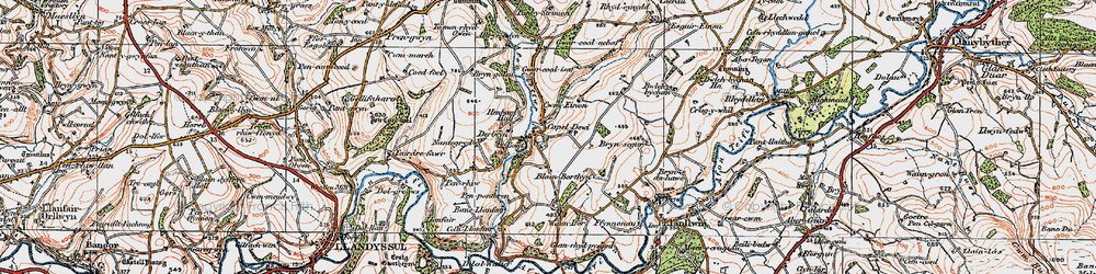Old map of Afon Clettwr in 1923