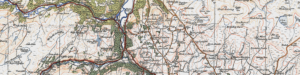 Old map of Bryn Gwnog in 1922
