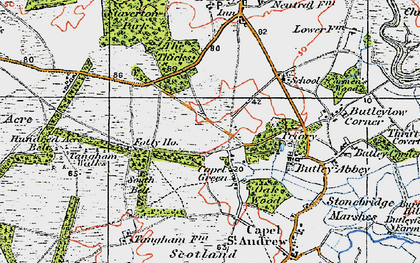 Old map of Capel Green in 1921