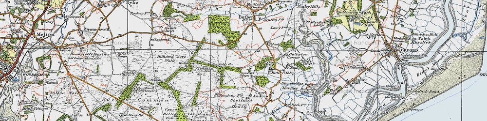 Old map of Capel Green in 1921