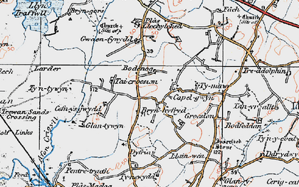Old map of Capel Gwyn in 1922