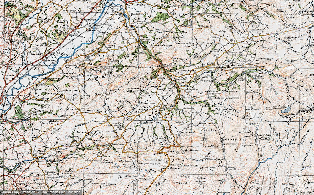 Old Map of Capel Gwynfe, 1923 in 1923