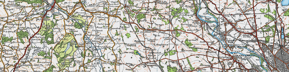 Old map of Capel Llanilltern in 1919