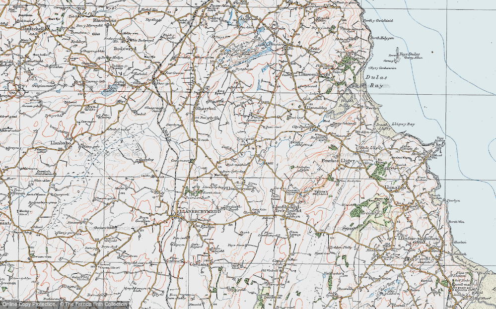 Old Map of Historic Map covering Afon Goch in 1922