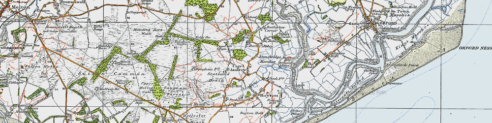 Old map of Butley Abbey in 1921