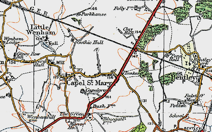 Old map of Capel St Mary in 1921