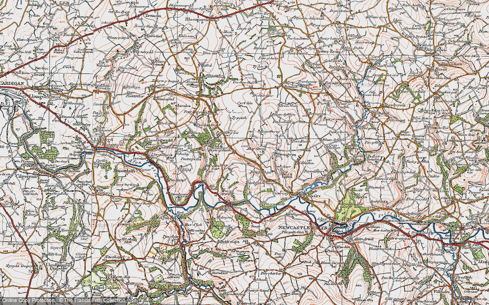 Old Map of Historic Map covering Bryneurin in 1923
