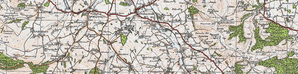 Old map of Capton in 1919