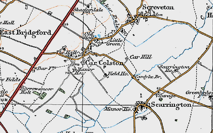 Old map of Car Colston in 1921