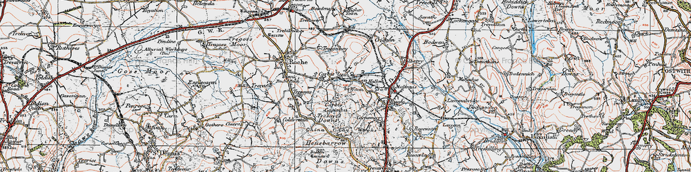 Old map of Carbis in 1919