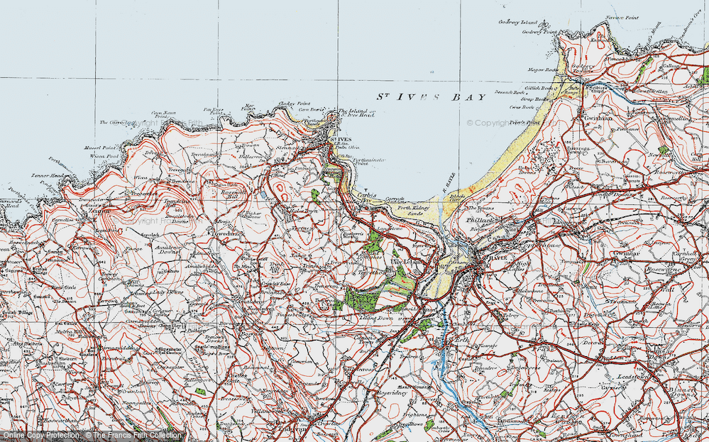 Old Map of Carbis Bay, 1919 in 1919