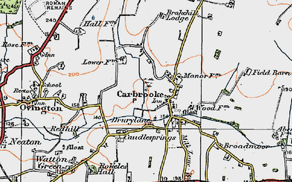 Old map of Carbrooke in 1921