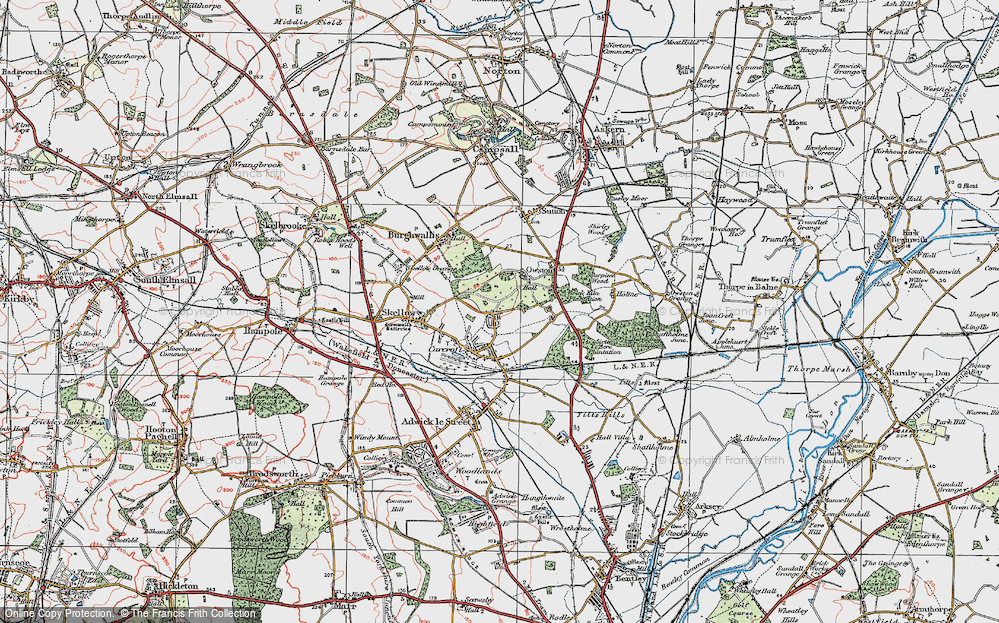 Old Map of Carcroft, 1923 in 1923