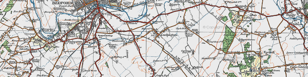 Old map of Cardington in 1919