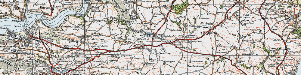 Old map of Carew in 1922