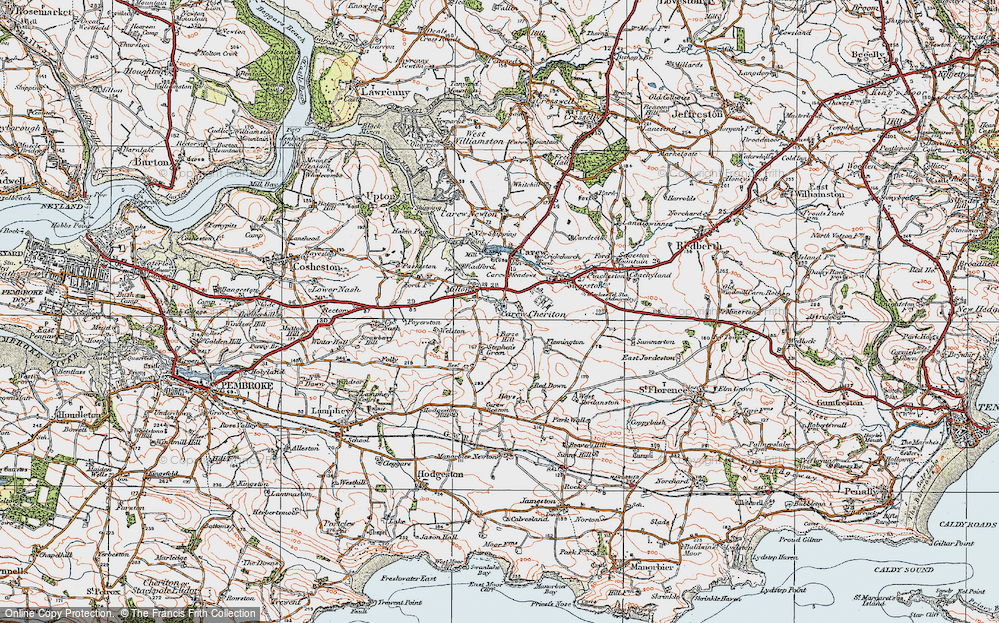 Old Map of Carew Cheriton, 1922 in 1922