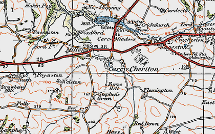 Old map of Carew Cheriton in 1922