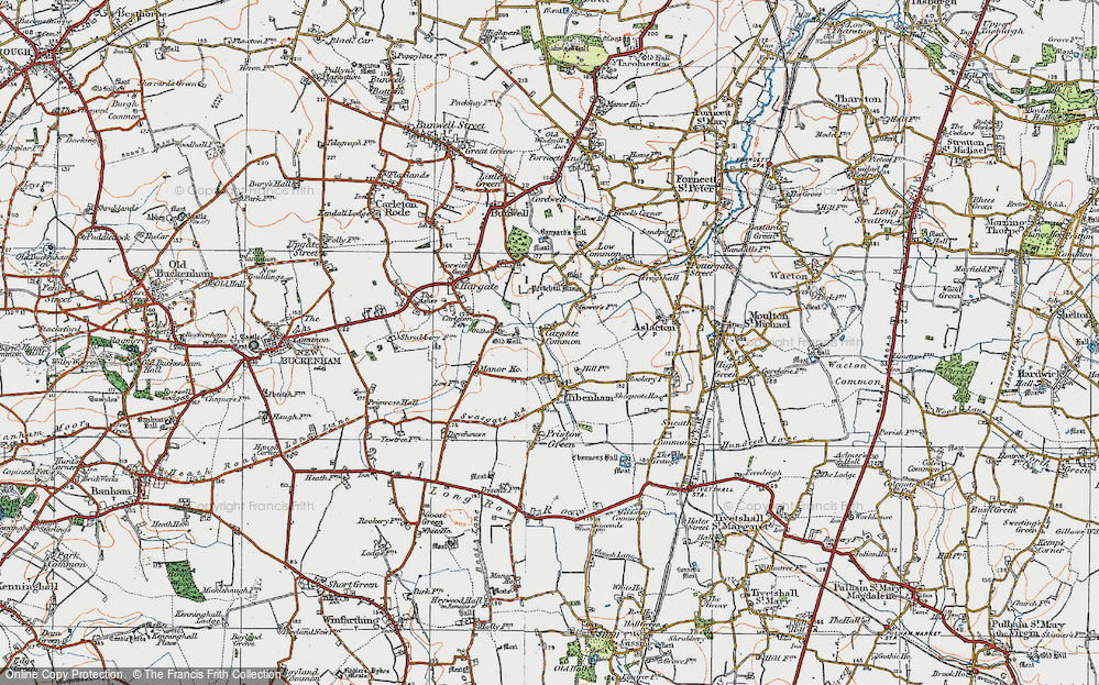 Old Map of Cargate Common, 1921 in 1921