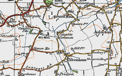 Old map of Cargate Common in 1921