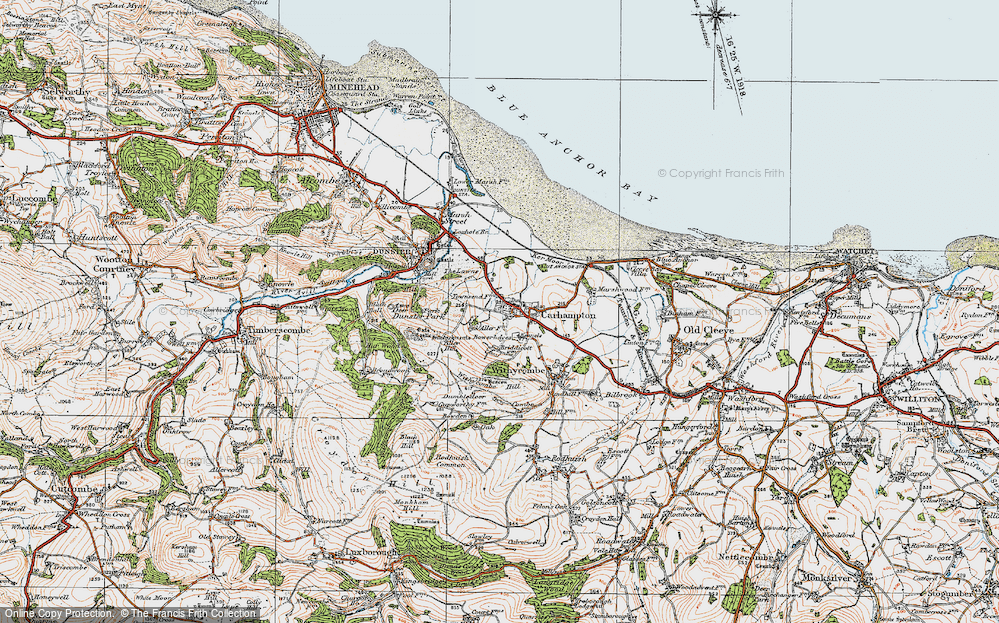 Old Map of Historic Map covering Aller Hill in 1919