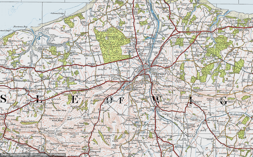 Old Map of Carisbrooke, 1919 in 1919