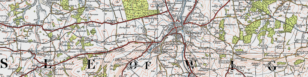 Old map of Carisbrooke in 1919
