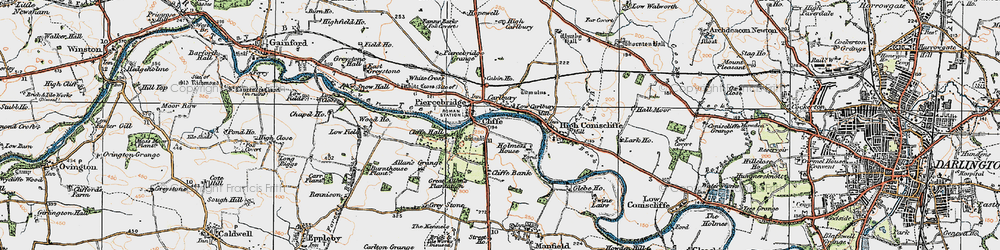 Old map of Carlbury in 1925