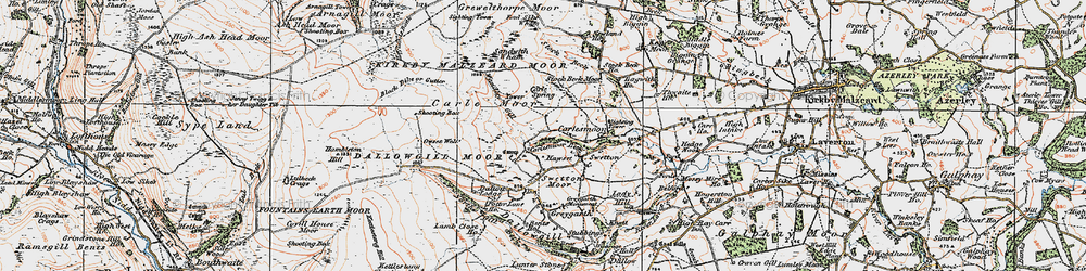 Old map of Carlesmoor in 1925