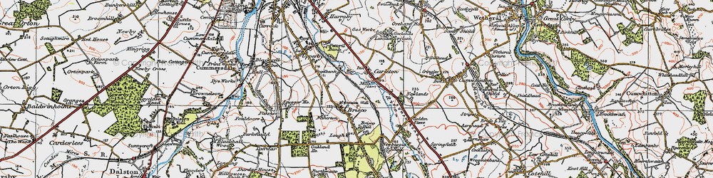 Old map of River Petteril in 1925