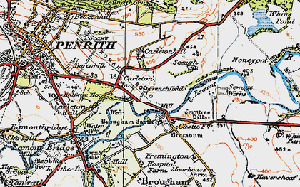 Old map of Brougham Castle in 1925