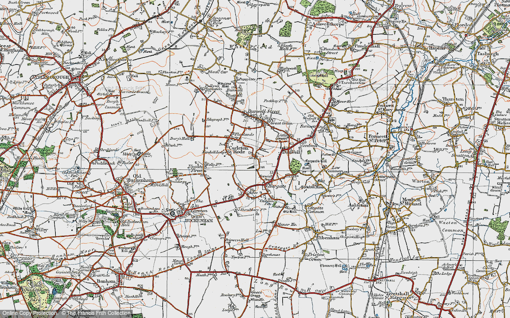 Old Map of Carleton Rode, 1921 in 1921