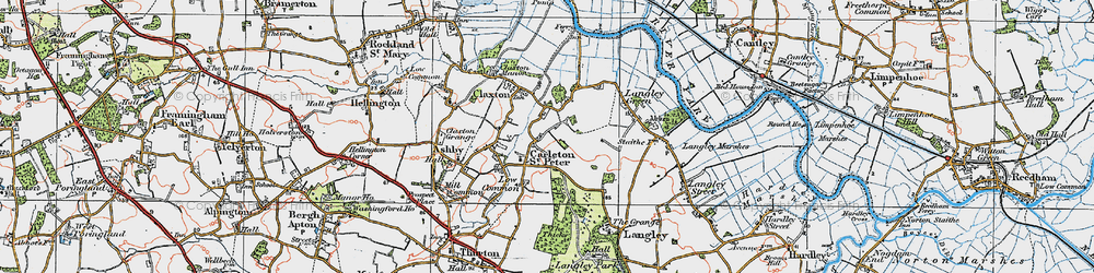 Old map of Langley Green in 1922