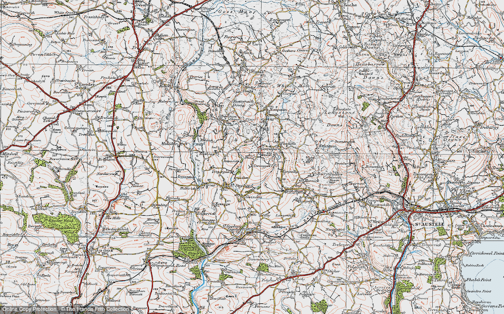 Old Map of Carloggas, 1919 in 1919