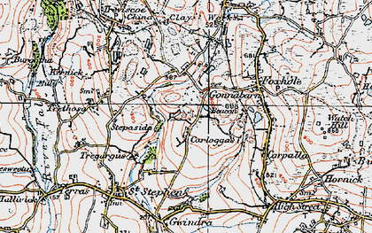 Old map of Carloggas in 1919