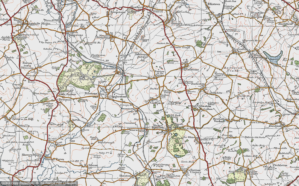 Old Map of Historic Map covering Battlefield Line, The in 1921