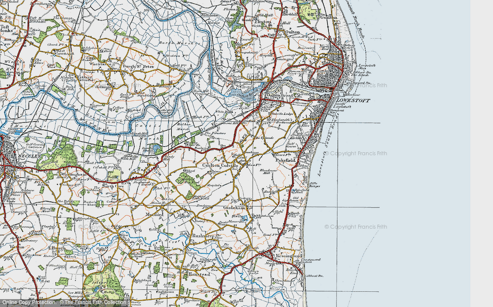 Old Map of Historic Map covering Boundary Dyke in 1921