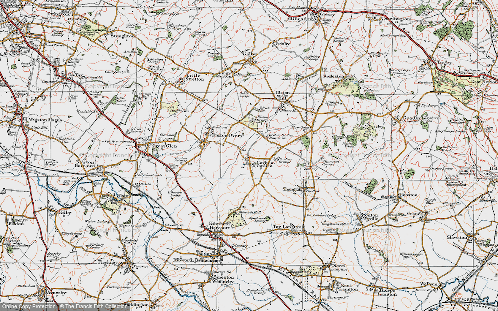 Old Map of Carlton Curlieu, 1921 in 1921