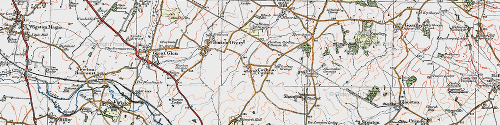 Old map of Carlton Curlieu in 1921