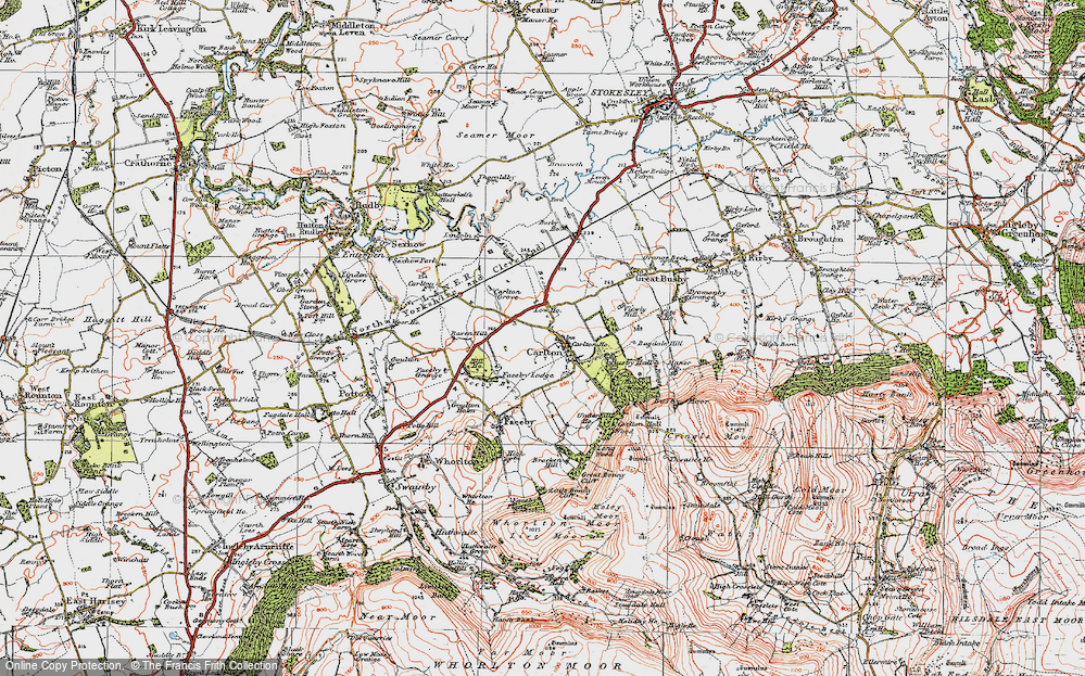 Old Map of Historic Map covering Busby Wood in 1925