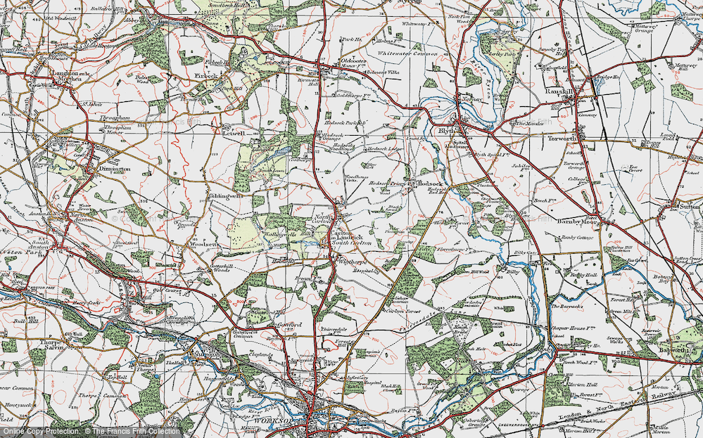 Old Map of Carlton in Lindrick, 1923 in 1923