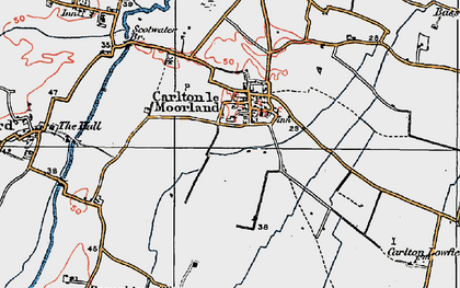 Old map of Carlton-le-Moorland in 1923