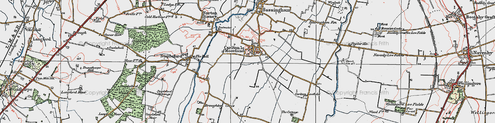 Old map of Carlton-le-Moorland in 1923