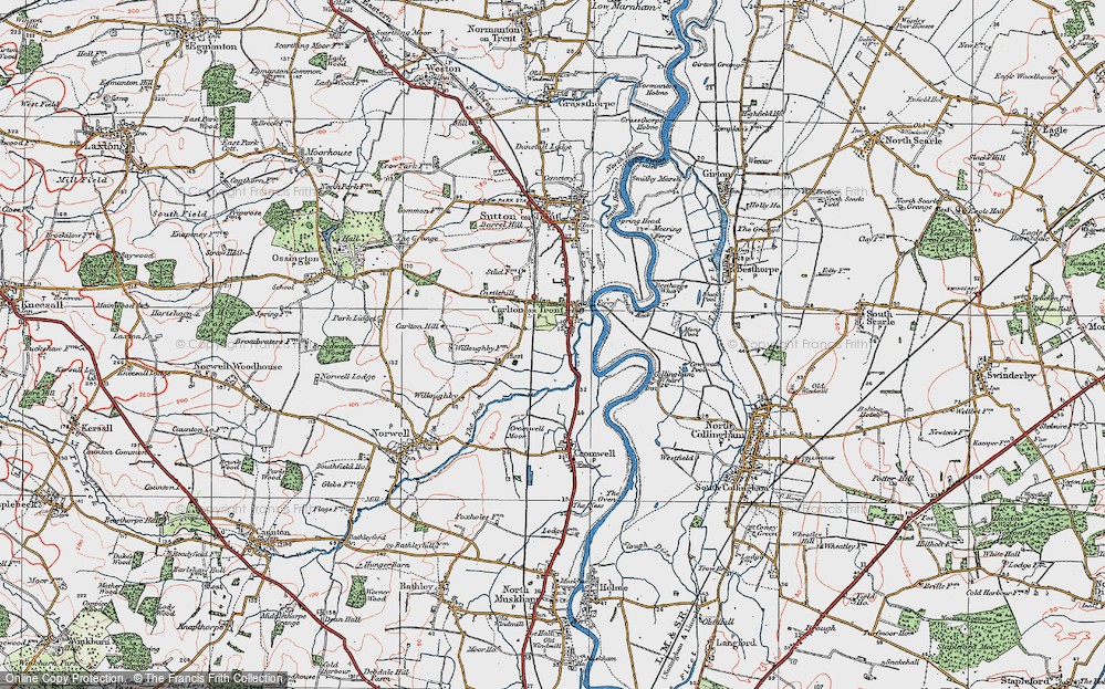 Old Map of Carlton-on-Trent, 1923 in 1923