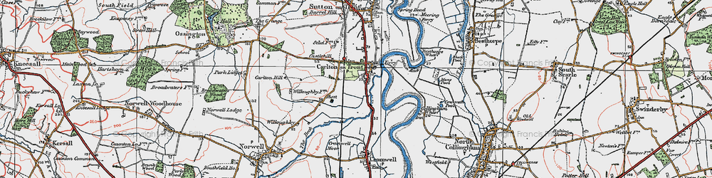 Old map of Carlton-on-Trent in 1923