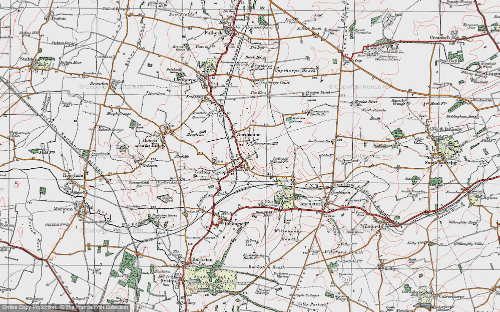 Old Map of Carlton Scroop, 1922 in 1922