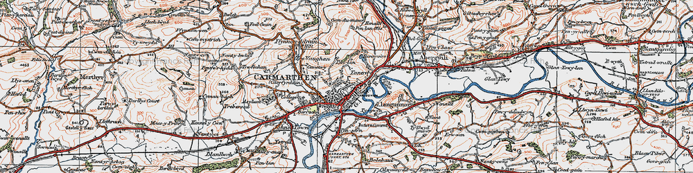 Old map of Carmarthen in 1923