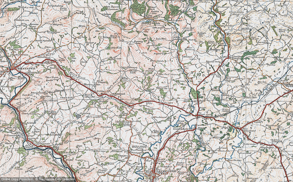 Old Map of Historic Map covering Bryn-Camlo in 1922