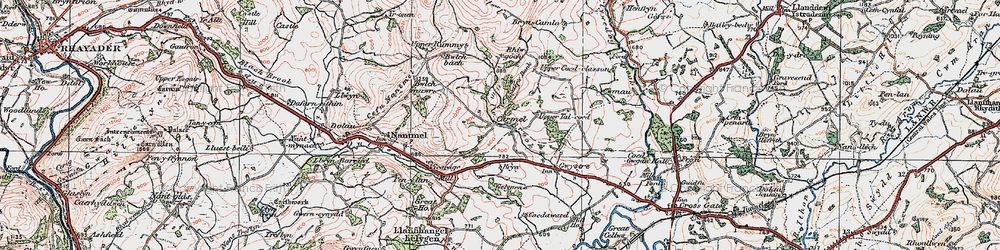 Old map of Bryn-Camlo in 1922