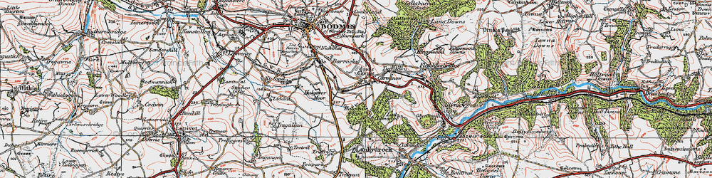 Old map of Carminow Cross in 1919